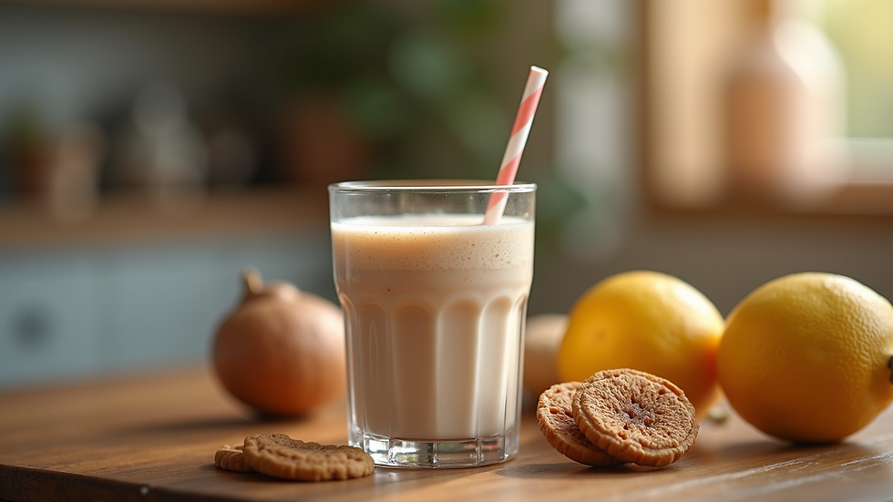 Närbild av en proteinshake