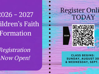 2026-27 Children's Faith Formation Registration is open!