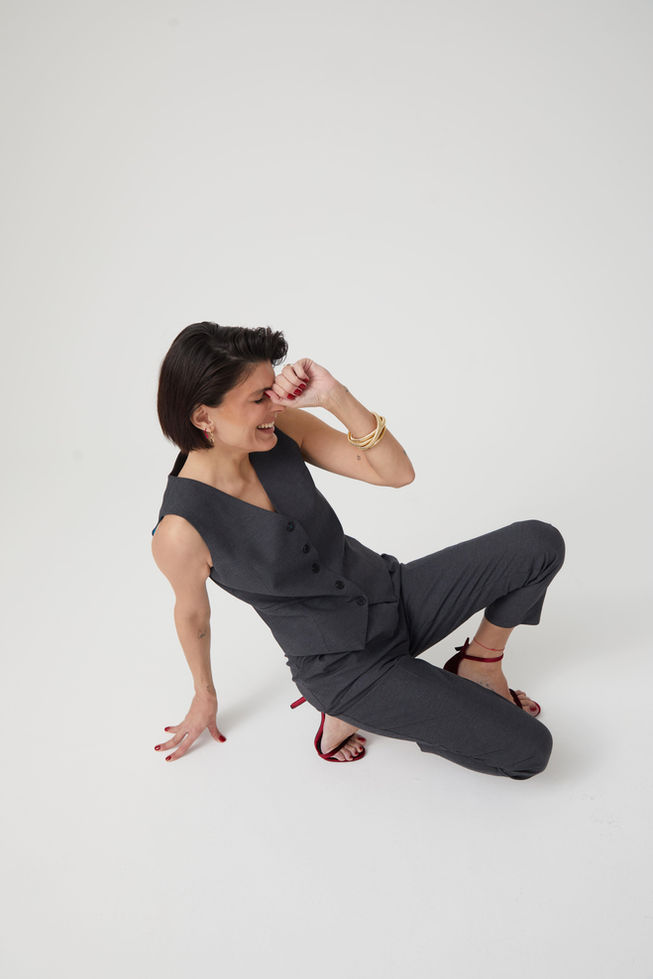 Fake Flato Cepli Antrasit Klasik Kuplu Yelek