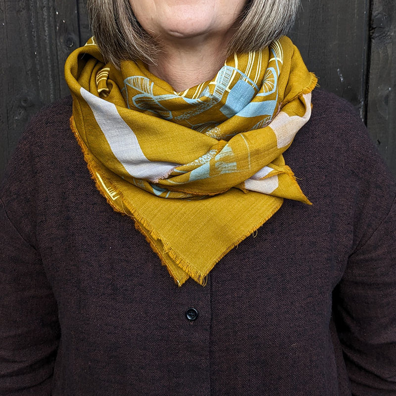Thumbnail: hand screen printed scarves - by Tessuti Scotland