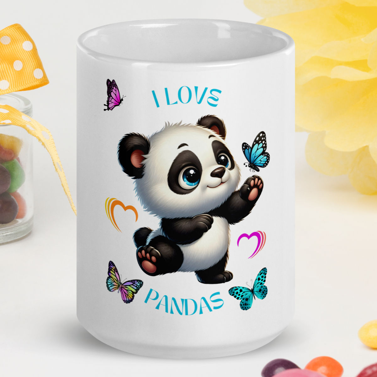 I Love Pandas White Glossy Mug