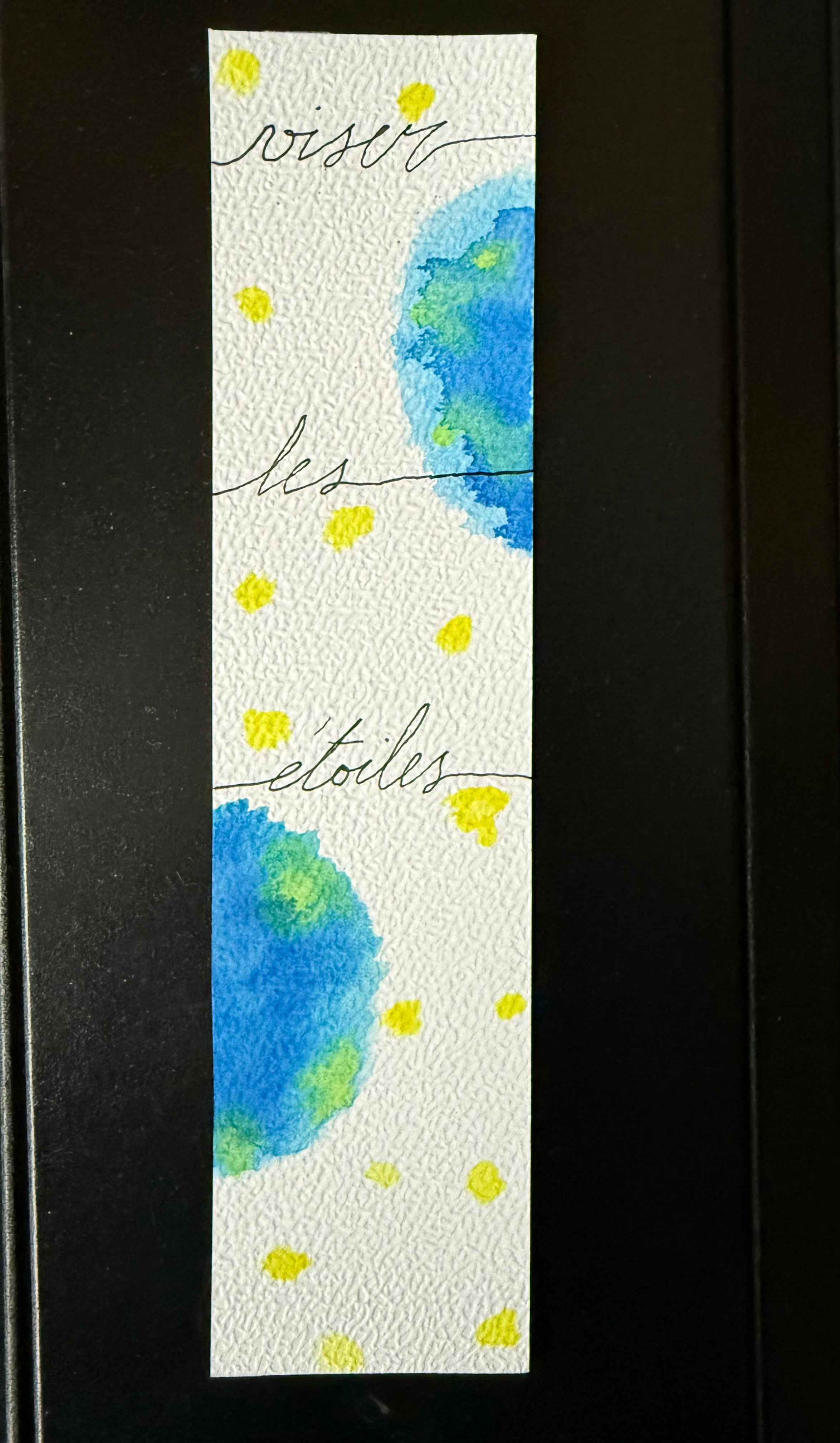 Marque-pages aquarelle 2 demi-lunes et étoiles