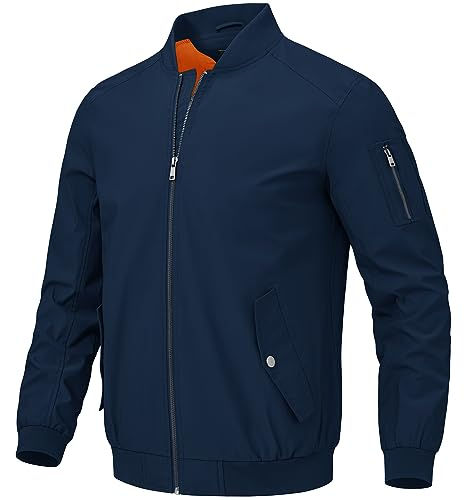 BGOWATU Mens Bomber Jacket Lightweight Windbreaker Jacket for Men Casual Fall Zi