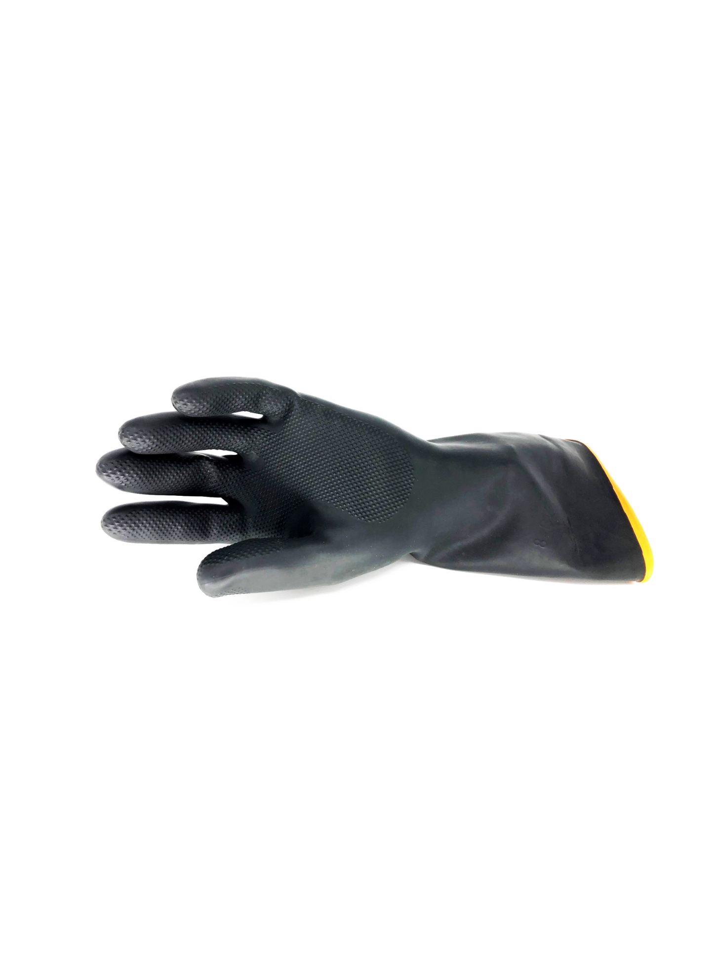 Lined Black Rubber Glove, Diamond Grip 330mm - 1 Pair