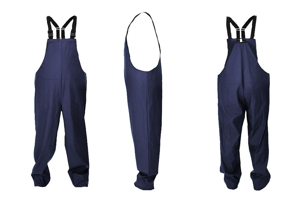 berg PU Bib & Brace, Adjustable Straps & Leg Studs, Blue