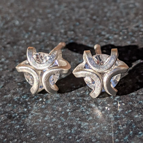 Iris Studs 5mm White Sapphire and Argentium Silver.jpeg