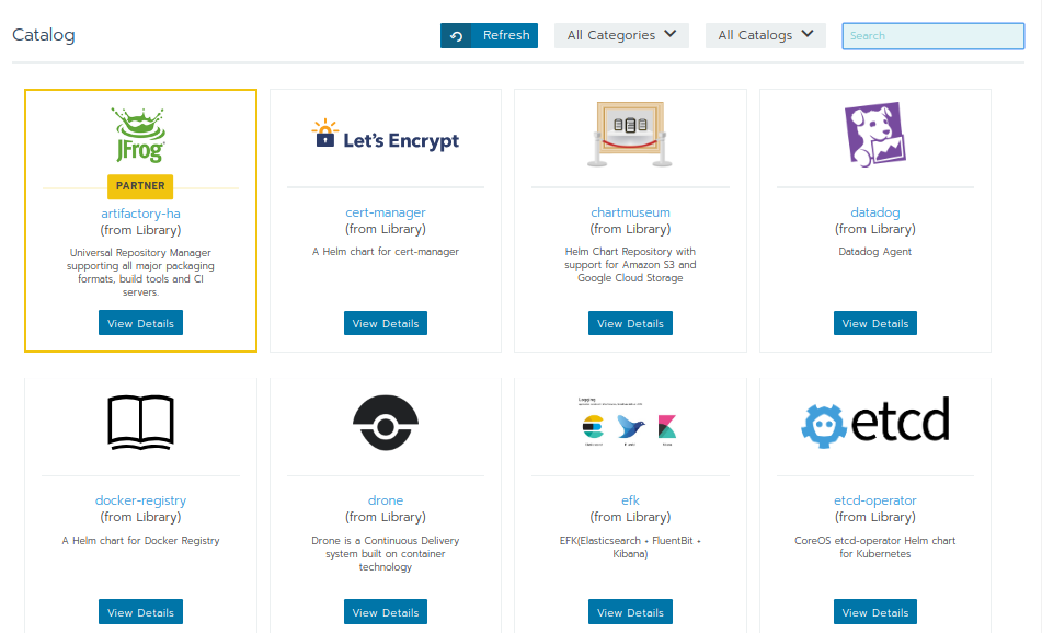 Rancher application catalog
