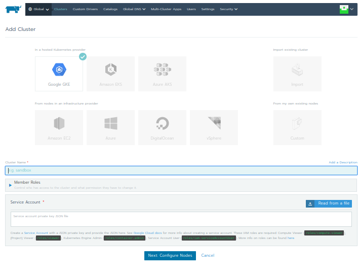 Adding cluster to rancher dashboard