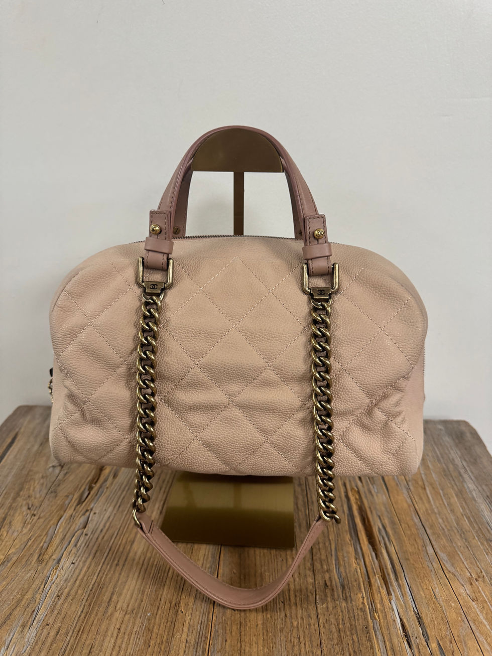 Thumbnail: Chanel Tan Caviar Quilted Bowling Bag