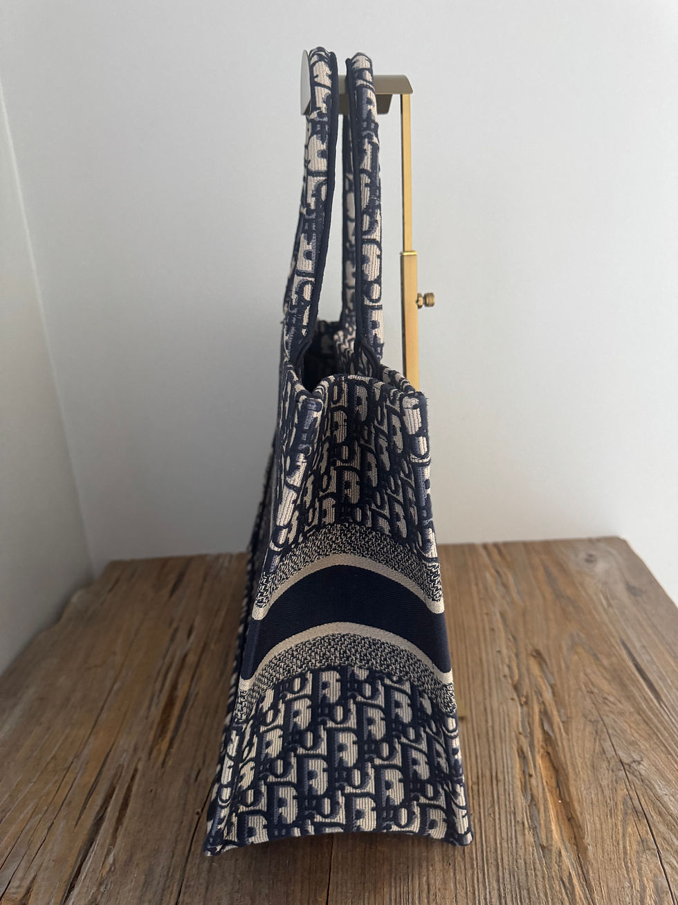 Thumbnail: Christian Dior Navy Oblique Medium Book Tote