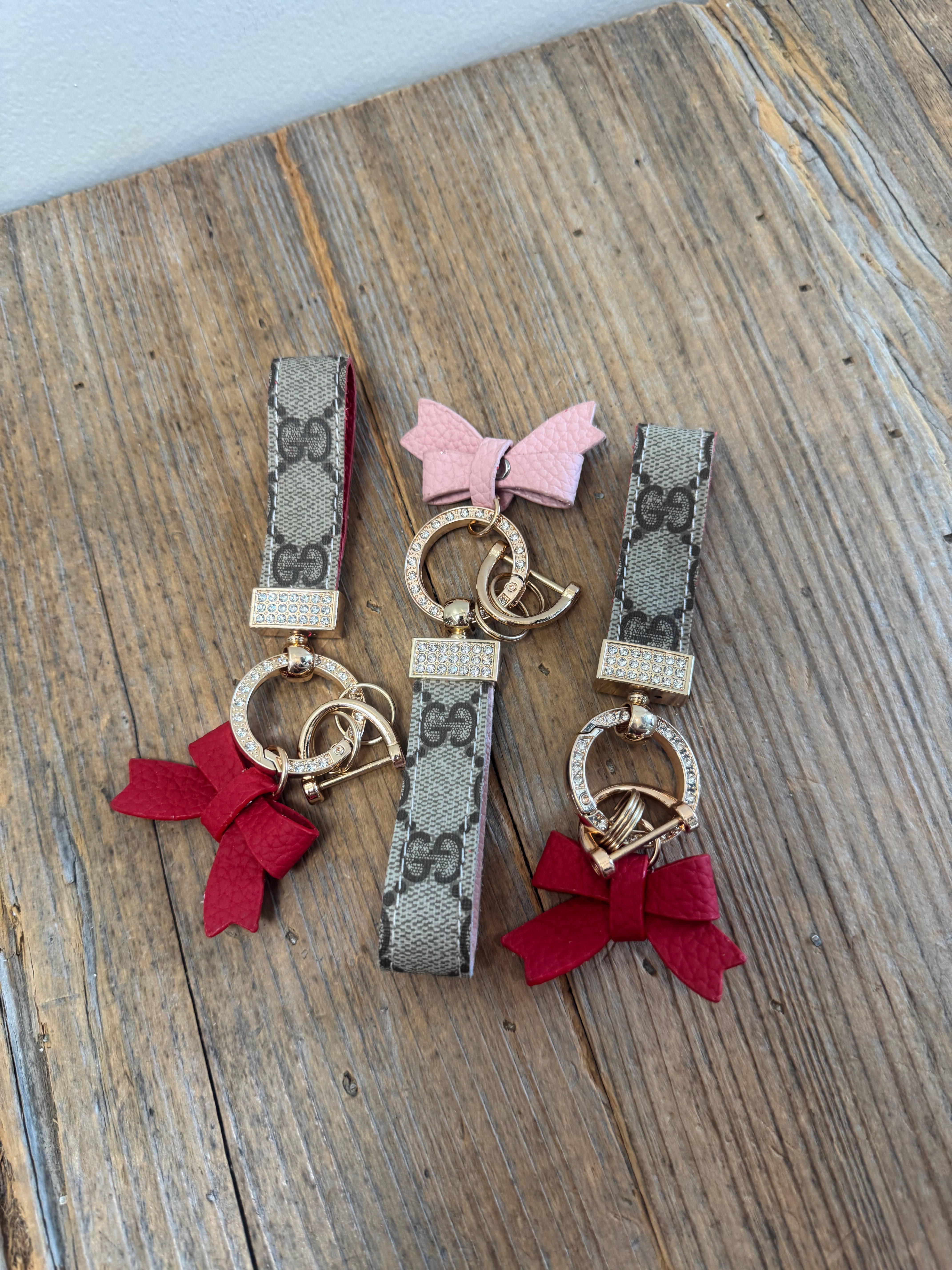 Upcycled GG Bow Keychains