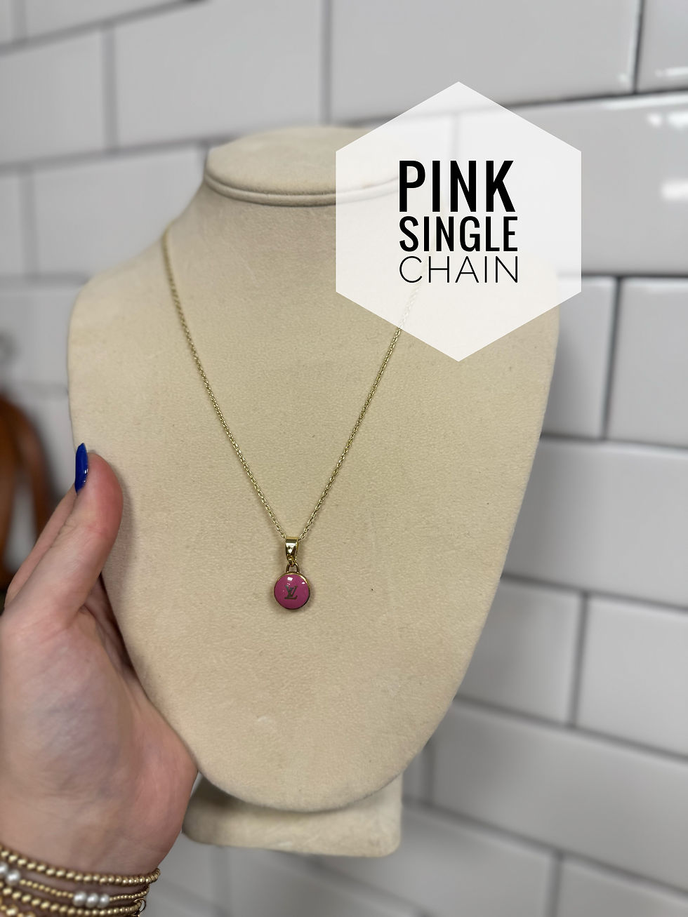 Thumbnail: Upcycled LV Pastille Single Chain Charm Necklaces