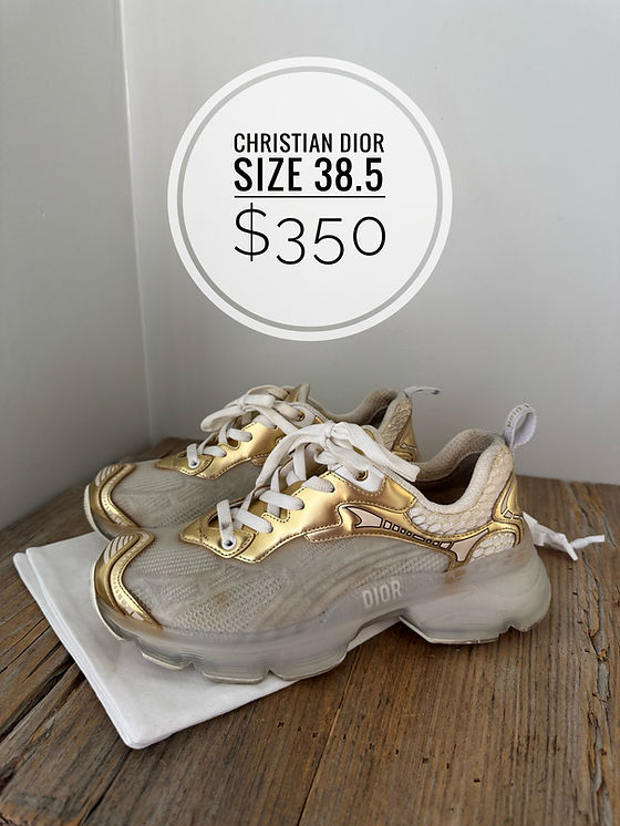 Dior Size 38.5 Gold Sneakers | Back On The Rack Gul