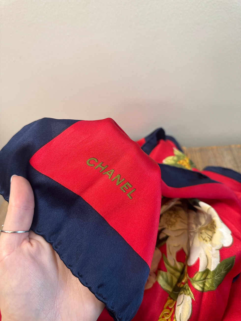 Thumbnail: Chanel Camellia Motif Silk Scarf