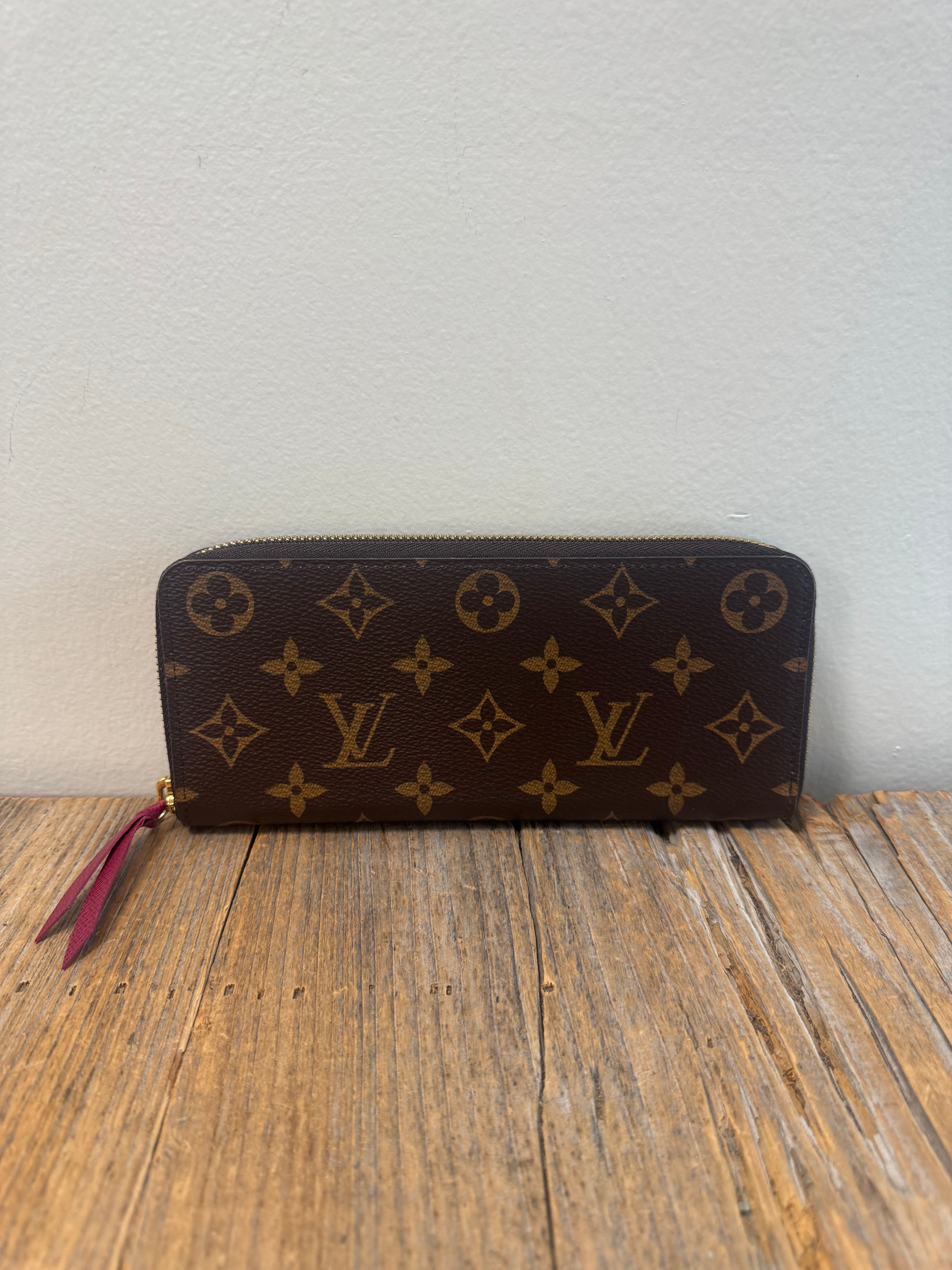 LV Monogram/Fuchsia Clemence Wallet