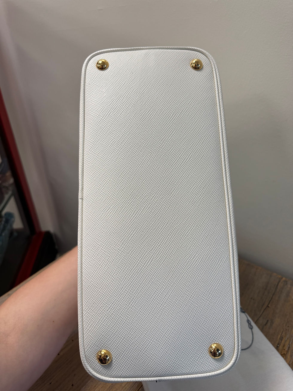 Thumbnail: Prada Double Medium in Chalk Saffiano