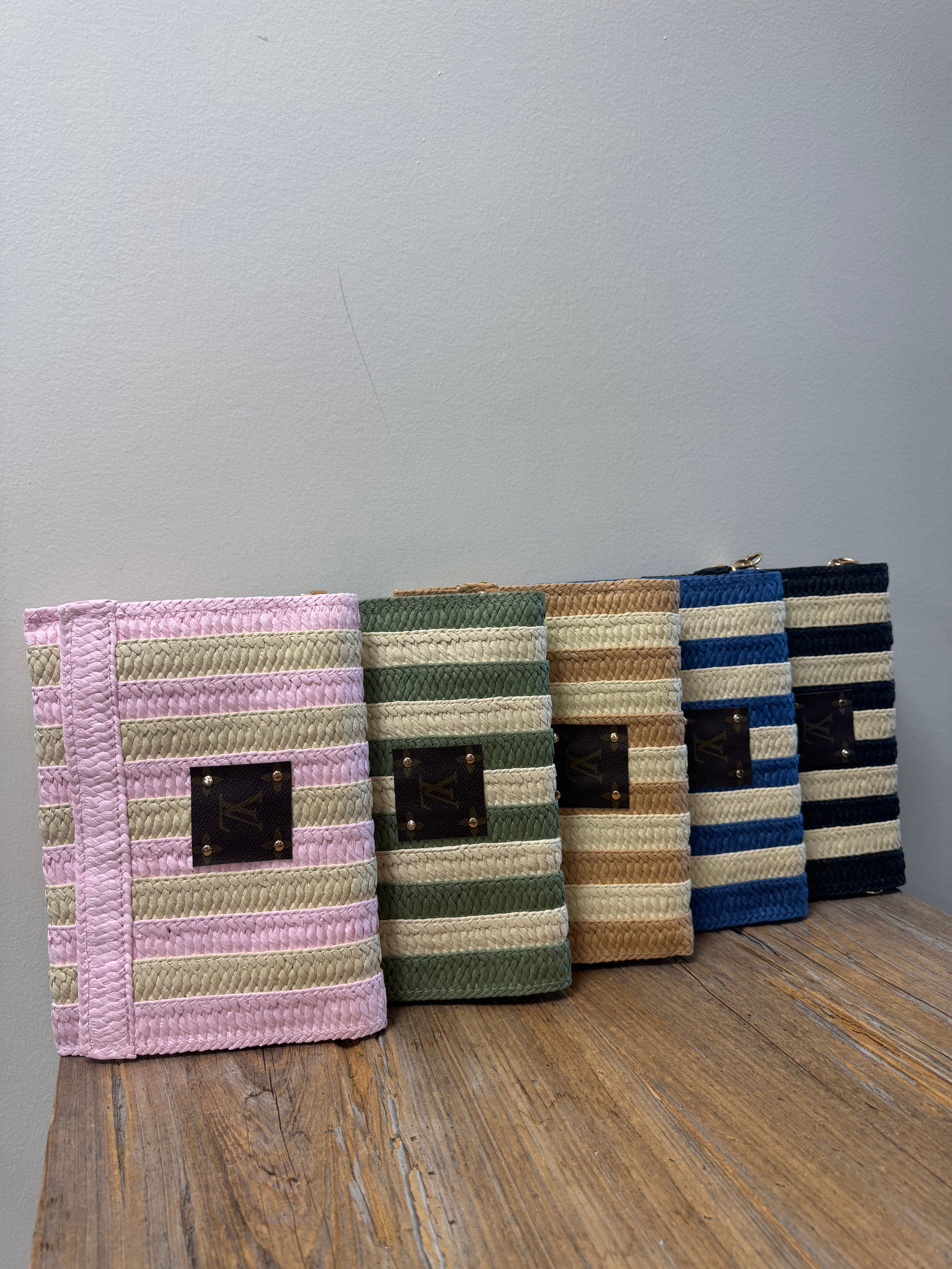 Upcycled Raffia Wristlet/Crossbody