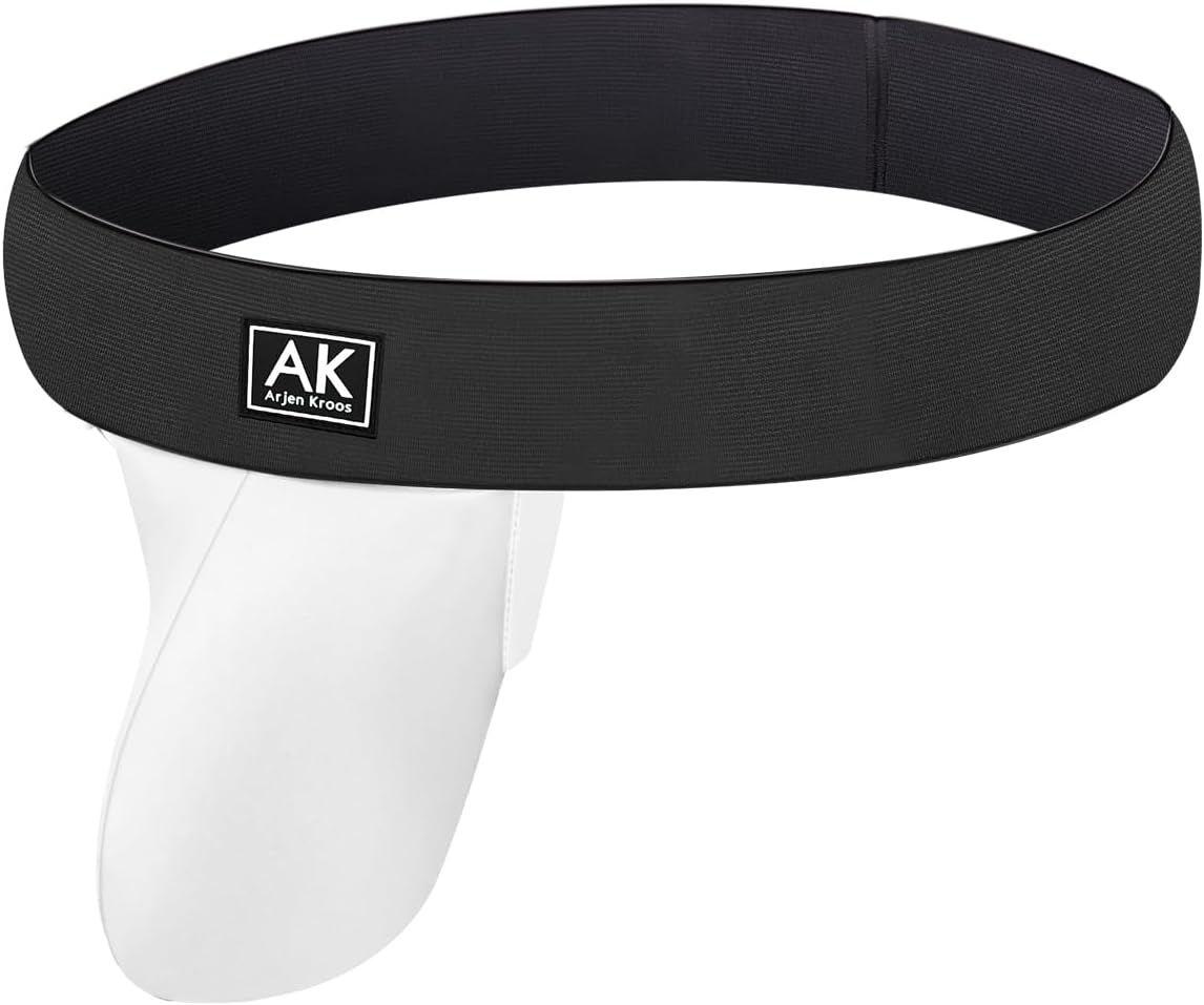 White strapless jockstrap with black waistband by Arjen Kroos. Find on Baba's Wardrobe