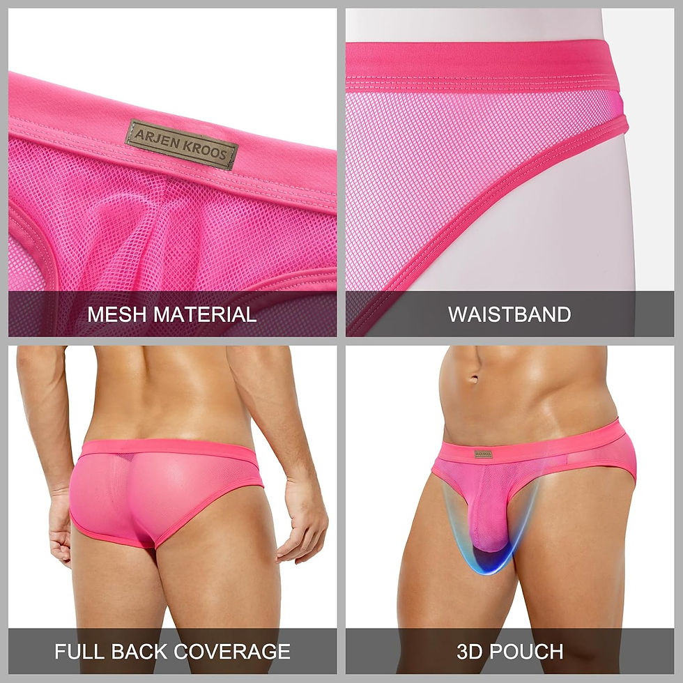 Thumbnail: Arjen Kroos Men's Briefs Breathable Comfortable Mesh Underwear