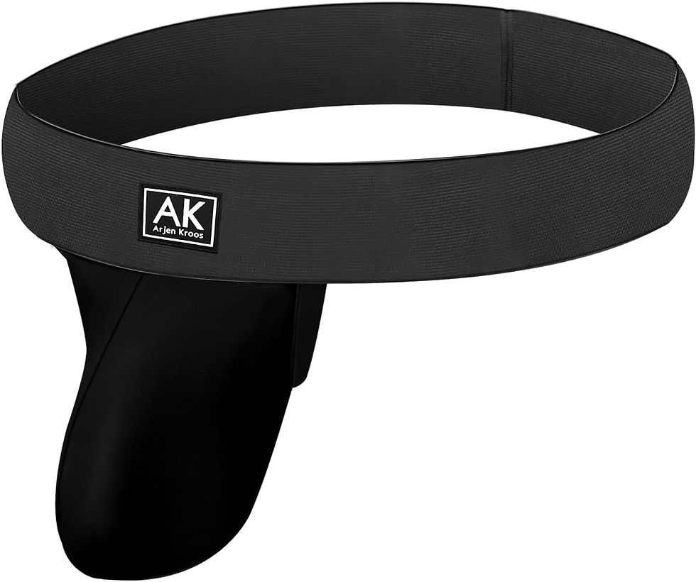 Black strapless jockstrap with black waistband by Arjen Kroos. Find on Baba's Wardrobe