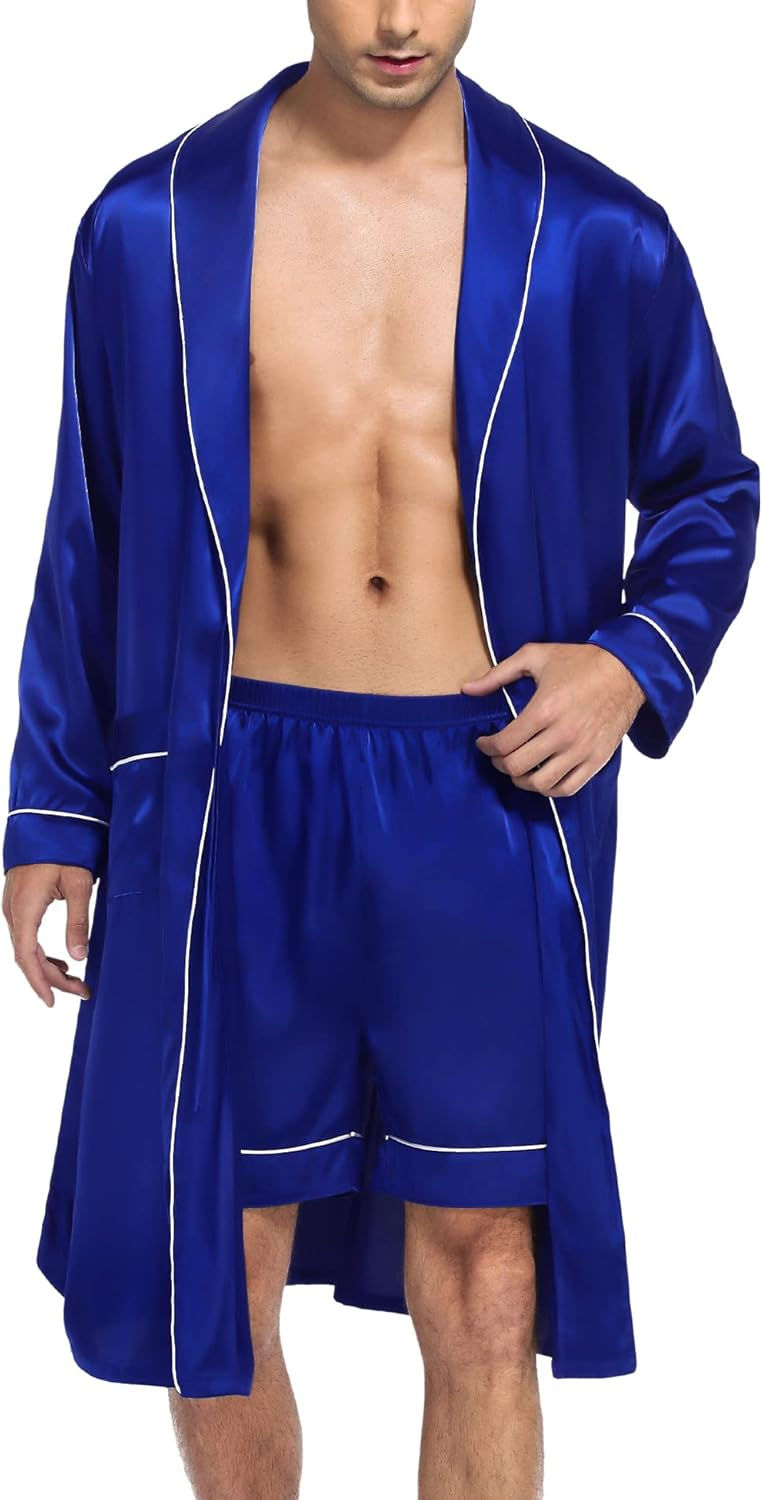 Thumbnail:  Men's Satin Nightwear Robe and Shorts 