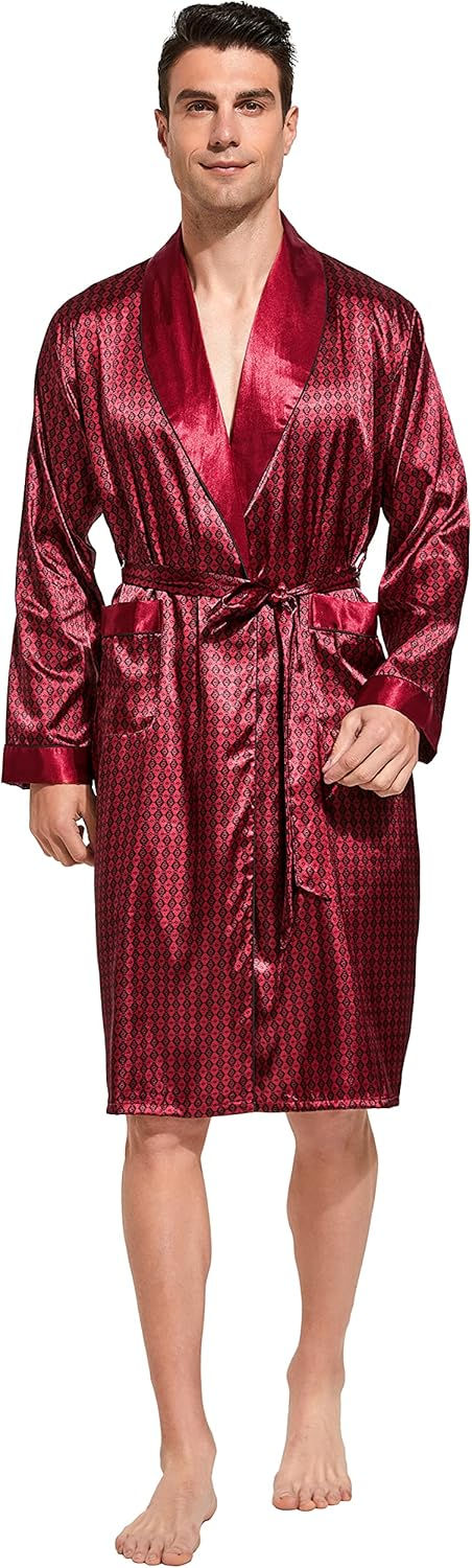 Thumbnail: Men's Satin Robe  with Shorts Set 