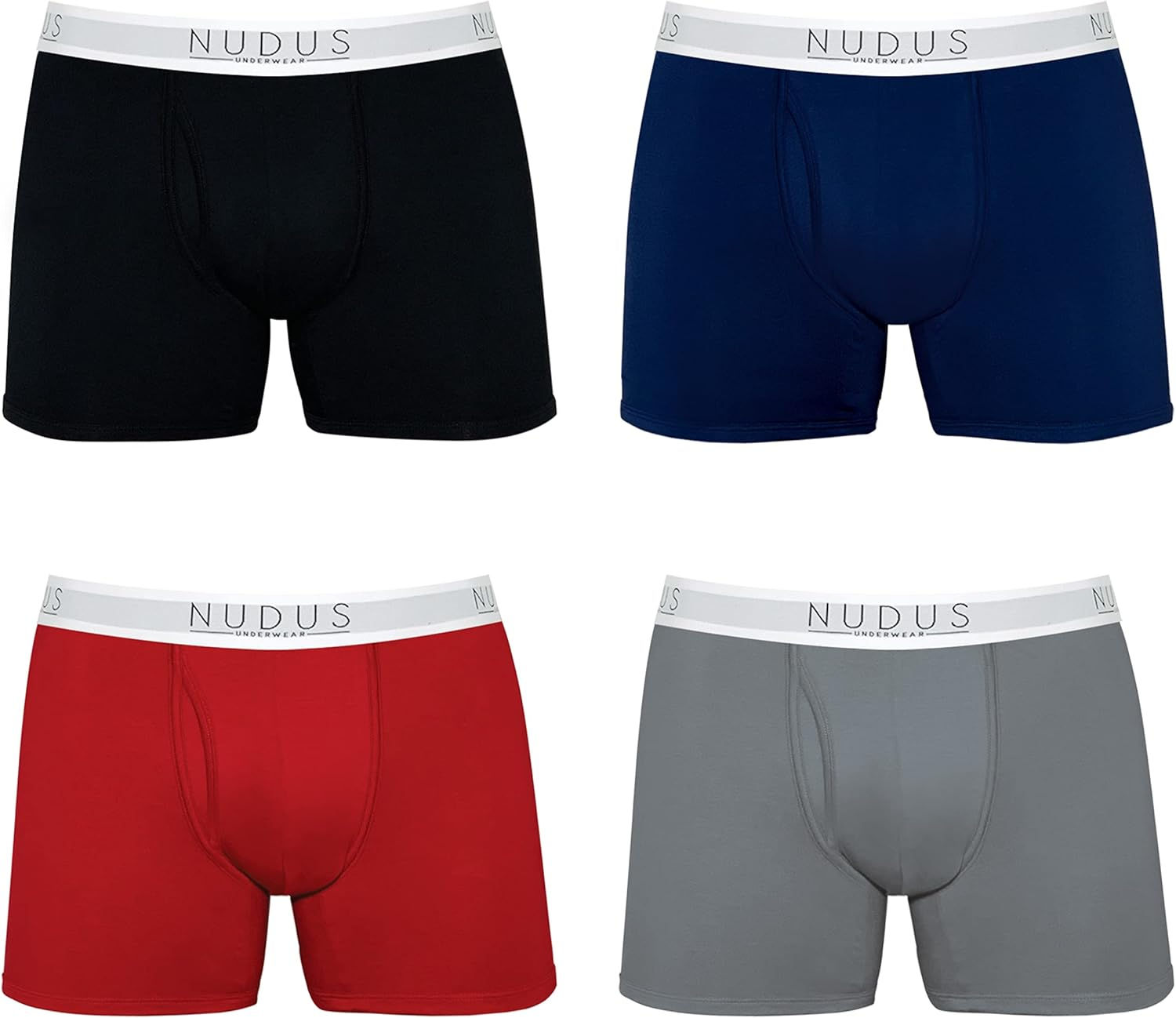 NUDUS Men's Stylish Bamboo Rayon Soft Underwear With Fly - Pack Of 4 Gift Box