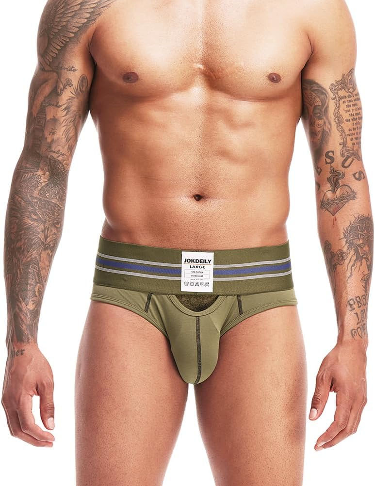 Thumbnail: Toned male model wearing wideband green jockstrap athletic supporter by Jockdeily Find on Baba's Wardrobe.