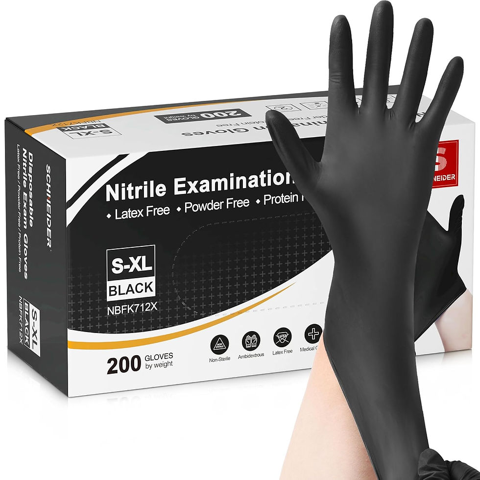 Schneider Nitrile Exam Gloves, Black, Medium, 100-ct Box, 4-mil, Latex-Free, Po