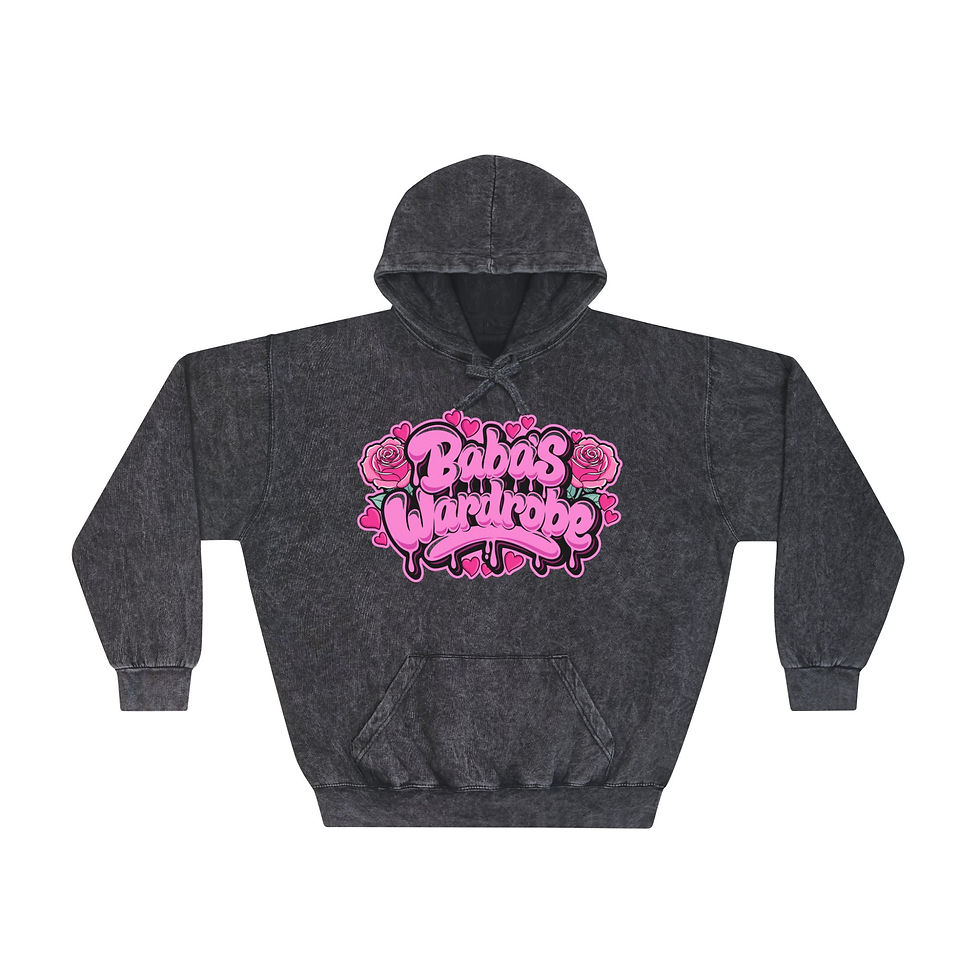 Thumbnail: Limited Edition Valentine's Day Baba's Wardrobe Unisex Mineral Wash Logo Hoodie