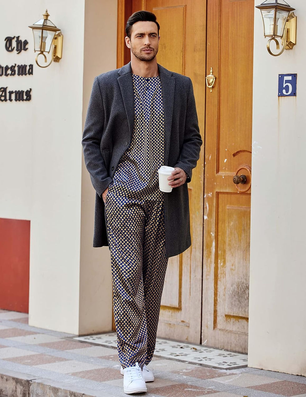 Thumbnail: Mens Silk Satin Pajama Set 