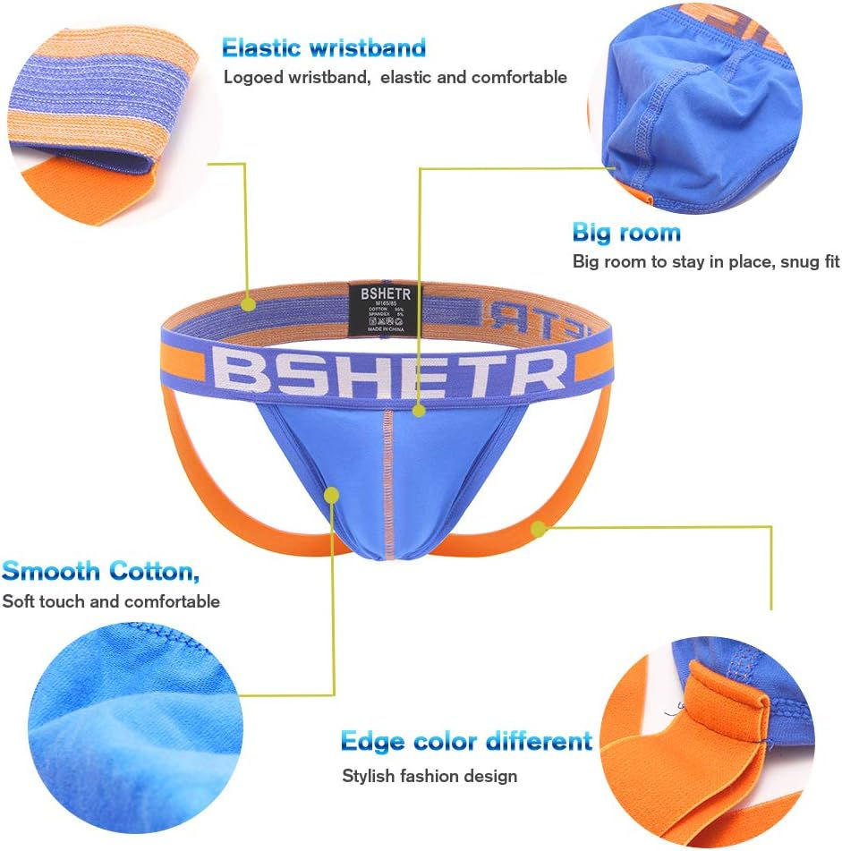 Thumbnail: BSHETR Athletic Supporters 4-Pack Cotton Work Out Underwear
