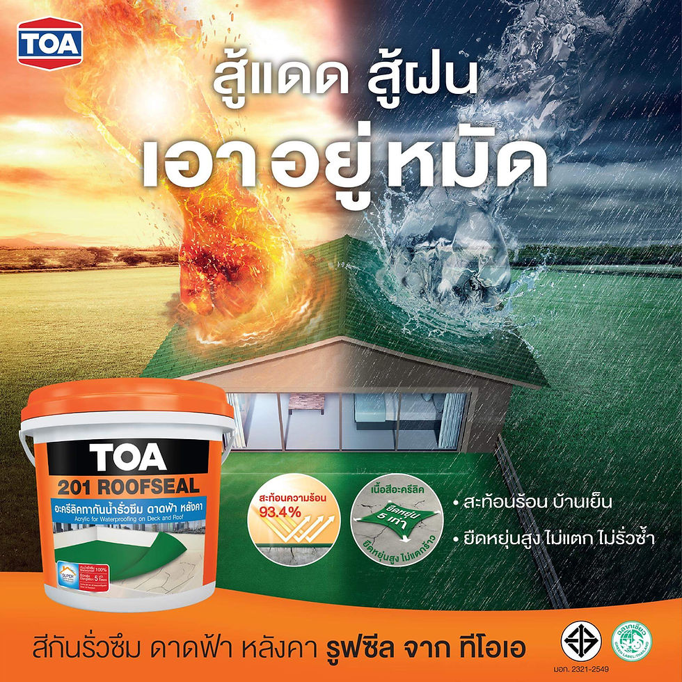 ภาพขนาดย่อ: TOA 201 ทีโอเอ 201 รูฟซีล อะคริลิกกันซึม ขนาด 4 กก. สีขาวและสีเทา