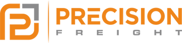Logo for Precision Freight. Precision is in orange, freight is in gray.