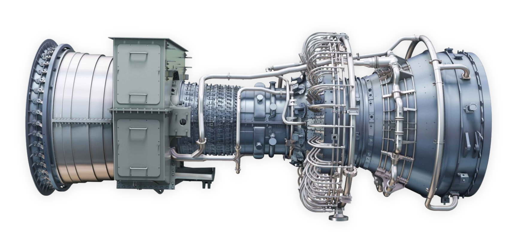 Representative GE LM2500 core turbine image; not the two 21 MW rebuild units offered.