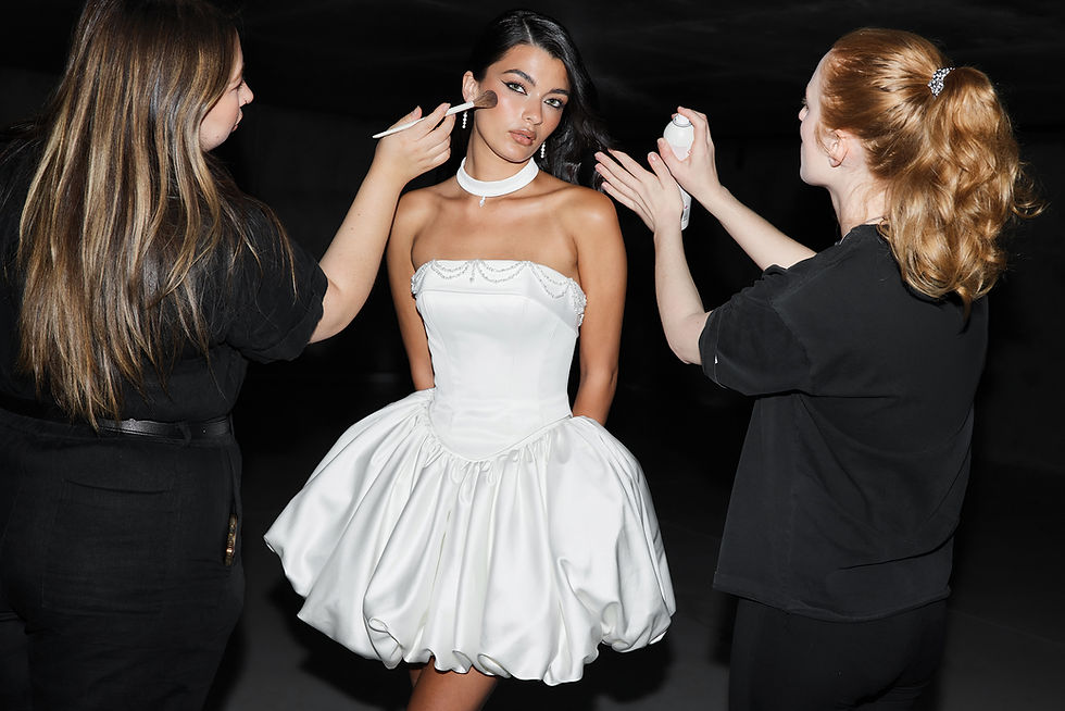 Showcasing a stunning customizable dress, expertly styled with exciting separates