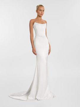 Adding fuel to your multi look fire c/o Whittaker. Cut from luminous double satin, Whittaker's scooped neckline and dipped waist is a perfect complement to the Nix skirt as a luxe first look and Marcel as a sleek second.

Paired with: Nix skirt.