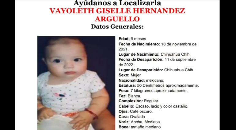 Desaparece bebé de 9 meses del Hospital General