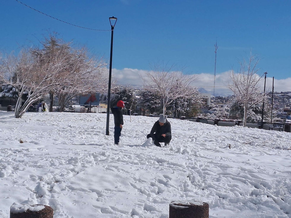DIsfrutan jugando en la nieve
