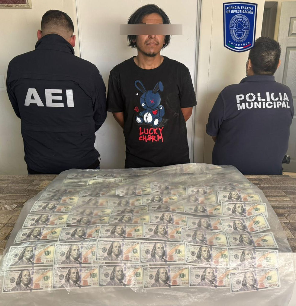 Detiene AEI en Ahumada a hombre con 20 mil 800 dólares falsos