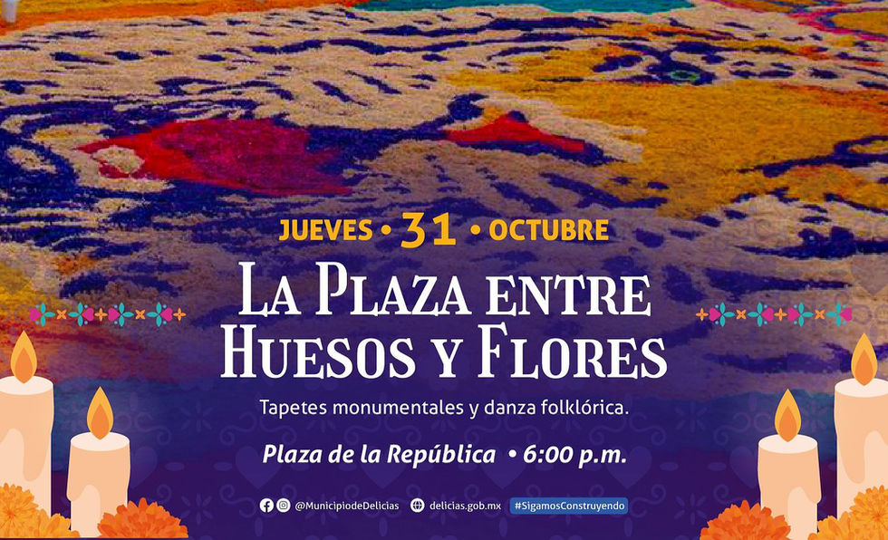 Invitan hoy a vivir el arte de los Tapetes Monumentales del 'Día de Muertos' en Delicias