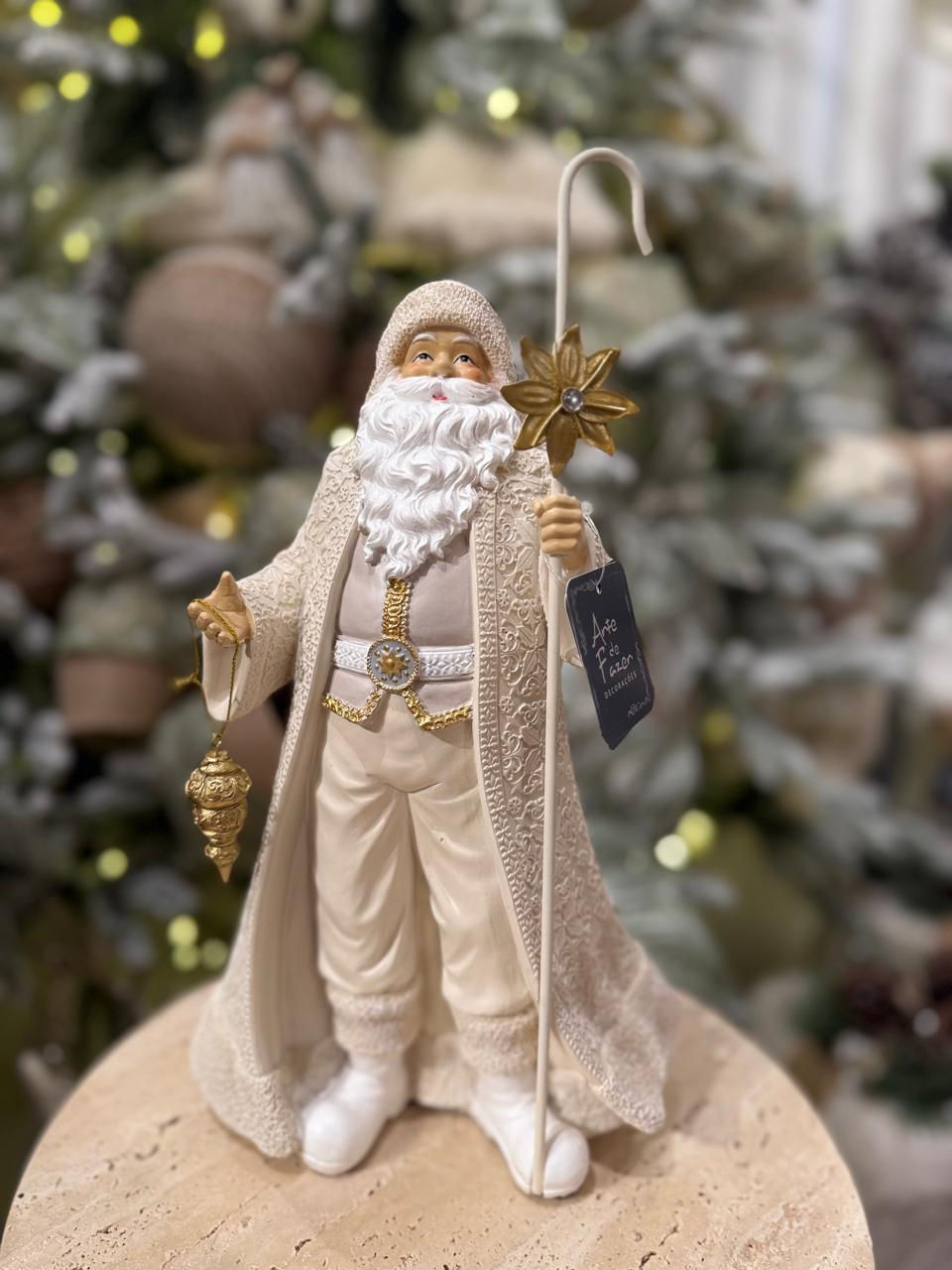 PAPAI NOEL EM PE (BRANCO/DOURADO) - 1 UN