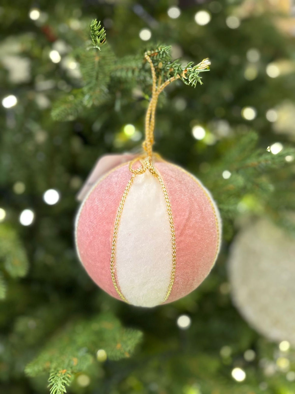 Miniatura: BOLA 10CM - 1UN  VELUDO (ROSE/BRANCO)