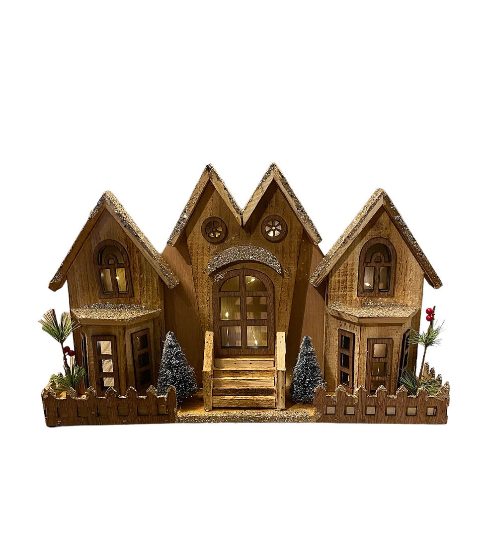 Miniatura: CASINHA C/LED (MADEIRA/GLITTER DOURADO)- 1UN