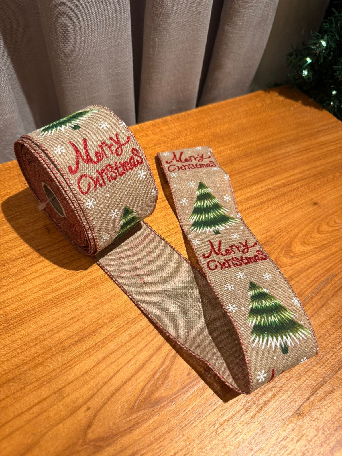 FITA 6,3cmx9,14m  PINHEIRO NATAL (RUSTICO/VERDE/VERMELHO) - 1UN