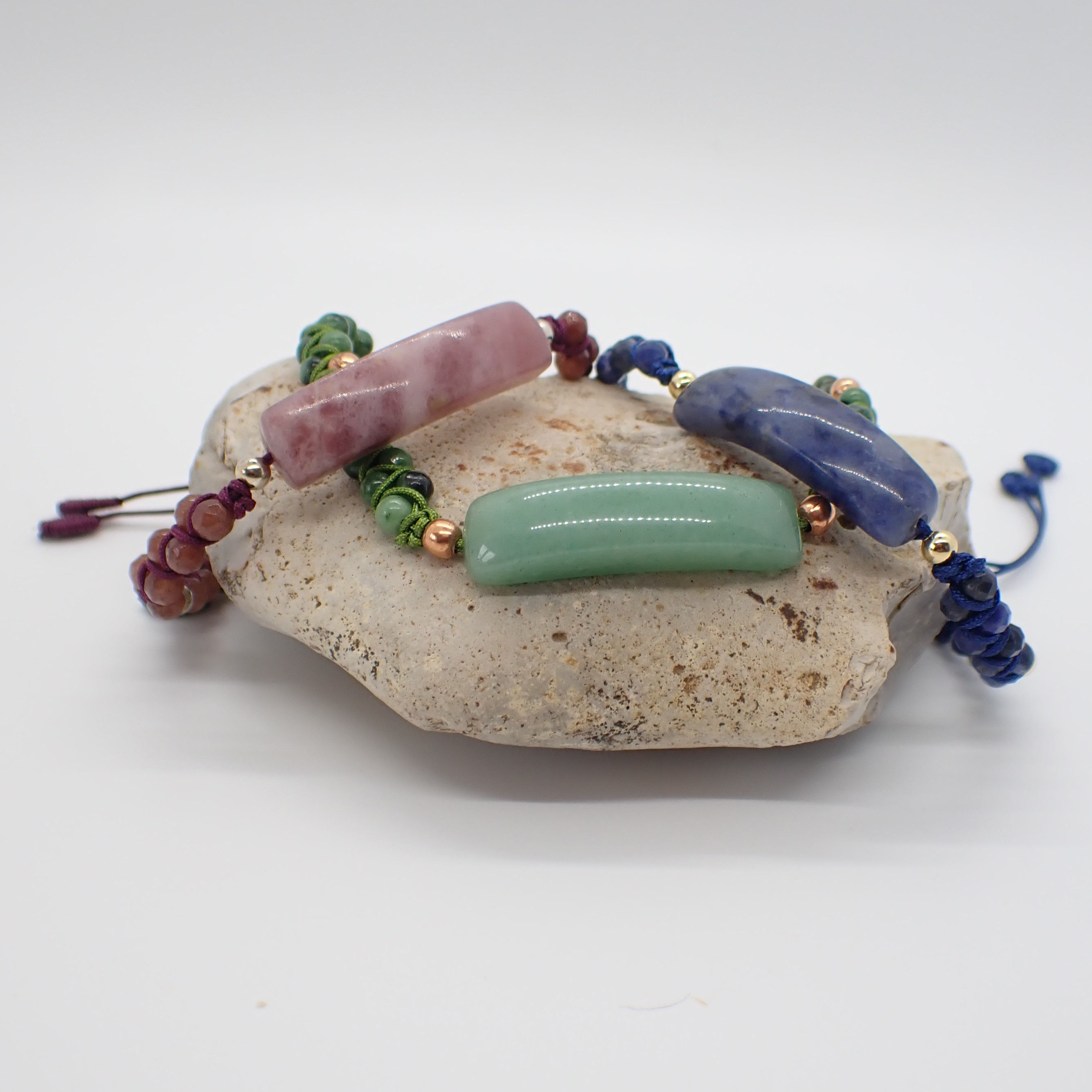 Gemstone Bar Macrame Adjustable Bracelet