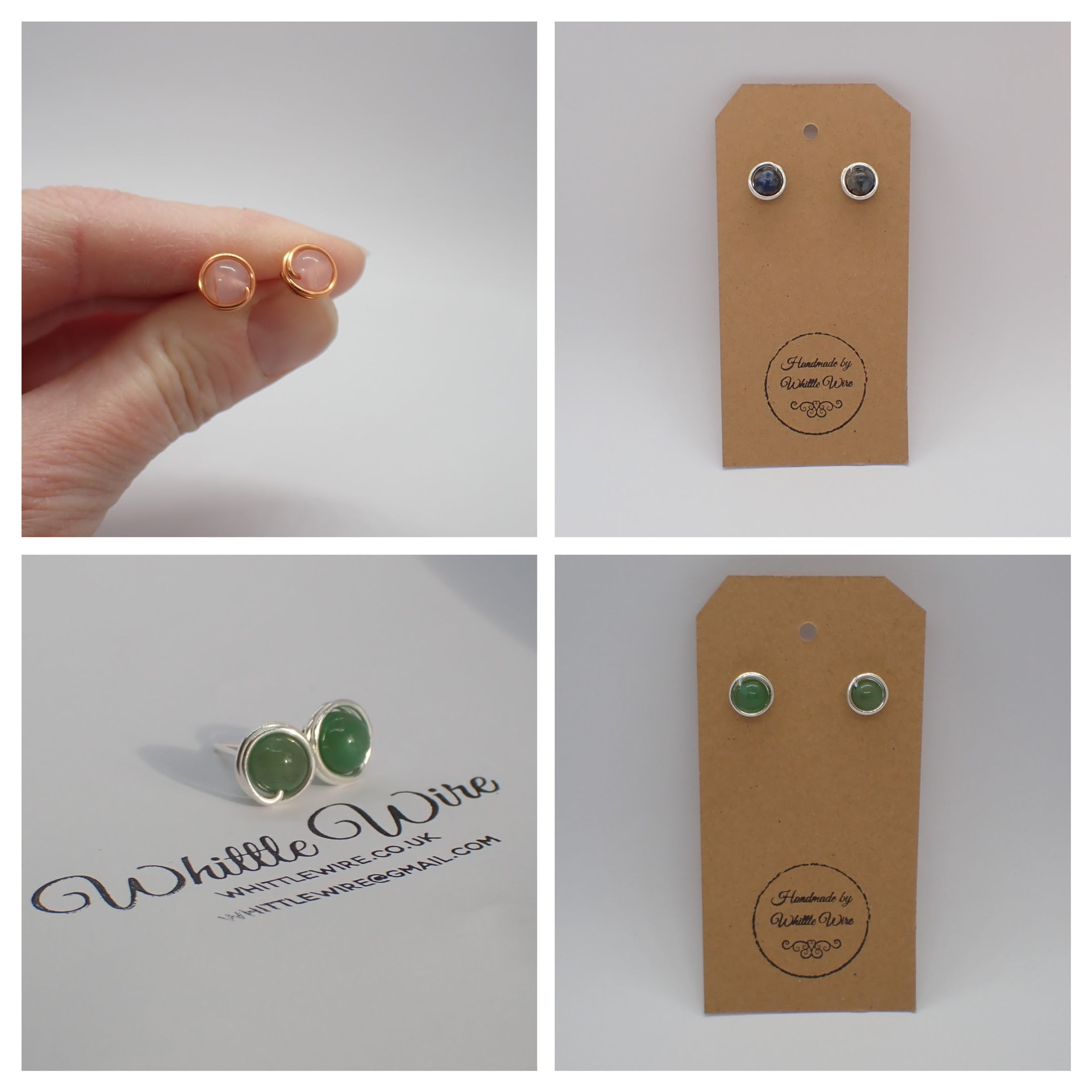 Wire Wrapped Gemstone Studs