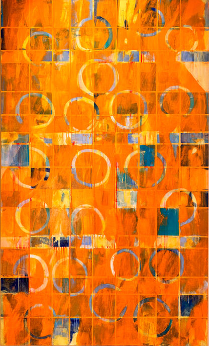 Cromwell Studios presents 'Untitled Orange,' which is an original abstract painting featuring multiple layers of building acrylic paint.