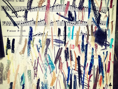 על החיים, ציור בצבעי פסטל מנגינות ומה שבניהם