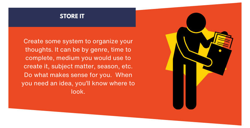 A stick figure storing documents